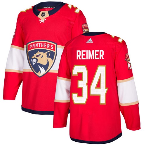 Adidas Panthers #34 James Reimer Red Home Authentic Stitched NHL Jersey
